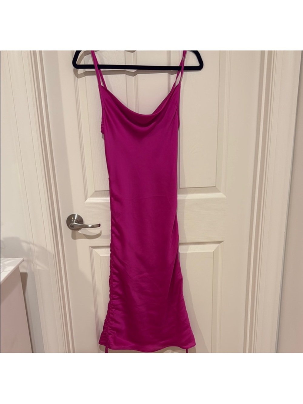 Fuchsia Cowl-Neck Slip Dress